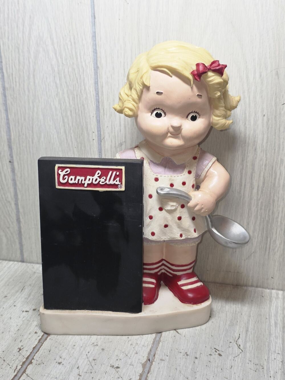 Campbell's Soup Bank Girl Figurine With Chalkboard Vintage 2004 Nostalgia